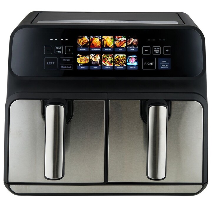 ProfiCook PC-FR 1287 H Double 8 L Independente 2200 W Fritadeira de ar quente Preto, Aço inoxidável