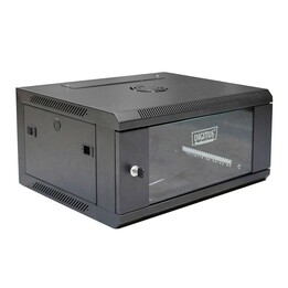 Wall-hung network cabinet 19" 4U rack 600x450, door glass, black, undivided, folded, 60kg