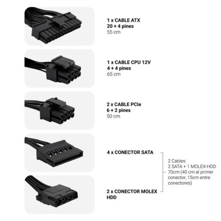 Fuente alimentacion 650w coolbox coolpower pfc-activo 80+bronze 4sata 12cm atx