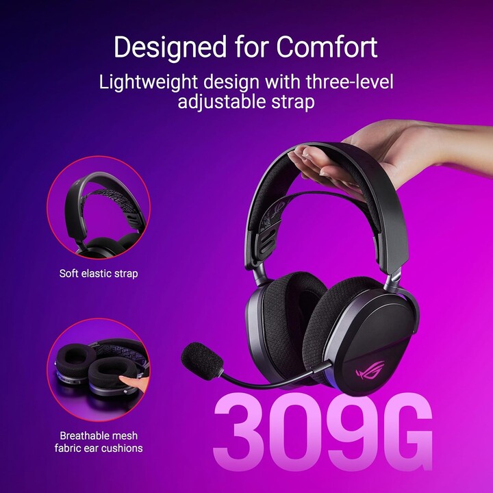 Asus Rog Pelta Cuffie Wireless e Wired Archetto Gioco Usb Tipo C Bluetooth Nero