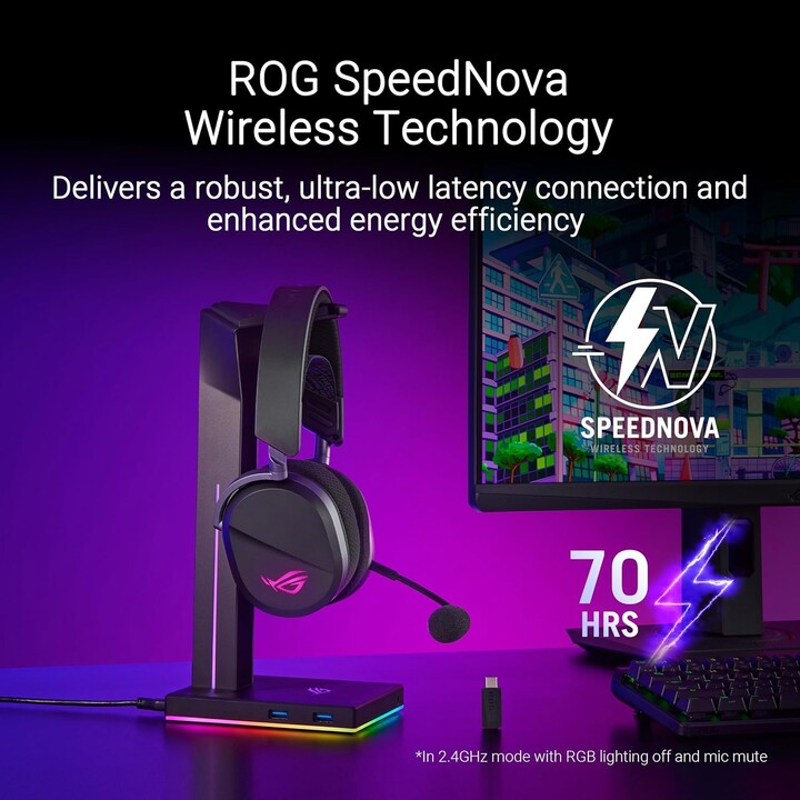 Asus Rog Pelta Cuffie Wireless e Wired Archetto Gioco Usb Tipo C Bluetooth Nero