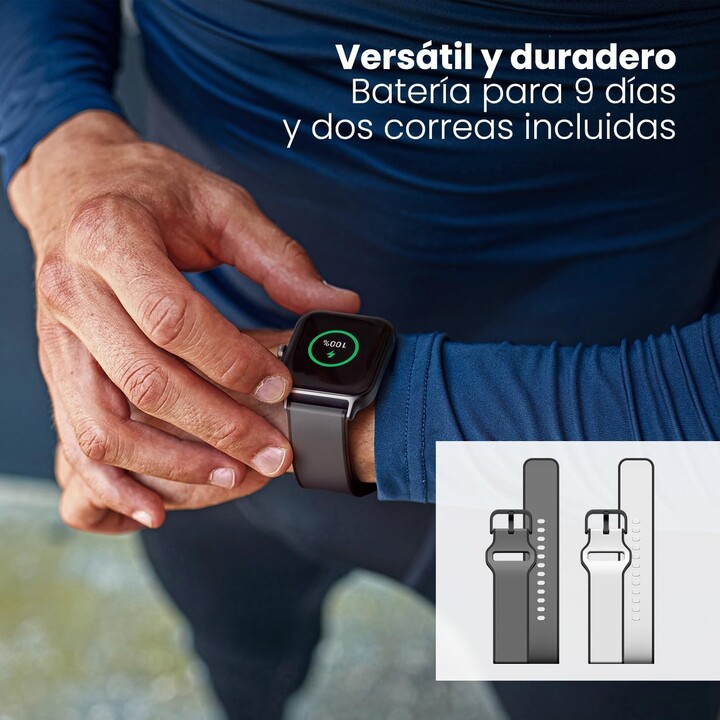 SPC Smartee Duo Pro, GPS, 1,78 AMOLED-Bildschirm, Bluetooth-Anrufe, 9-Tage-Akku, 100 Sportarten, 2 Riemen im Lieferumfang enthal