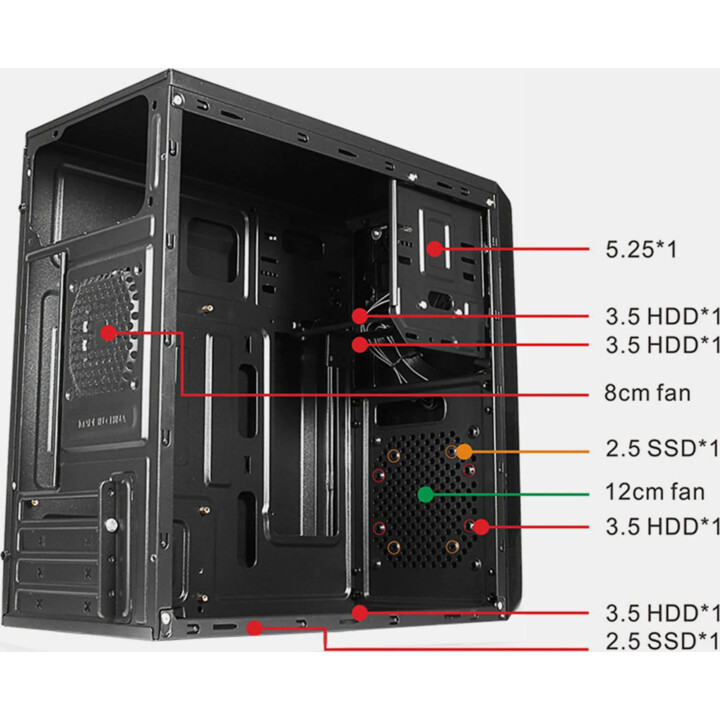 APPROX APPC-301F caixa micro-ATX com fonte 500W preta