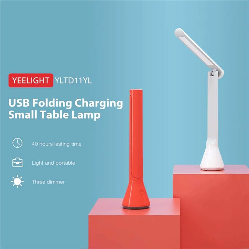 Lampe de table rechargeable USB portable Yeelight, petit bureau pliant, protection des yeux légère, 3 luminosité