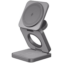 Base di ricarica grigia wireless Adam 3 in 1 mag3 pro qi2