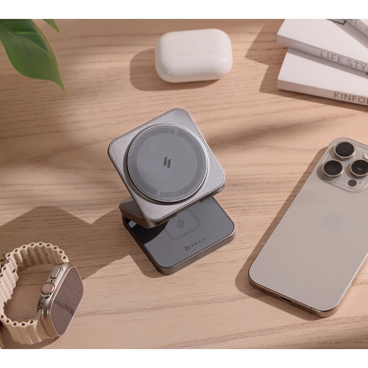 Base de carga adam 3 en 1 mag3 pro qi2 wireless grey