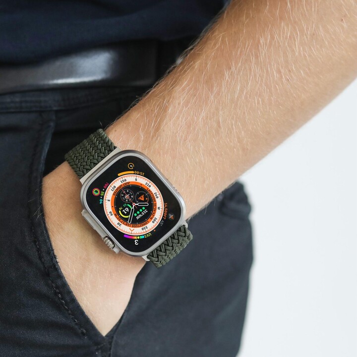 Pulseira Vonmählen com laço tecido Apple Watch 38/40/41 mm verde-oliva