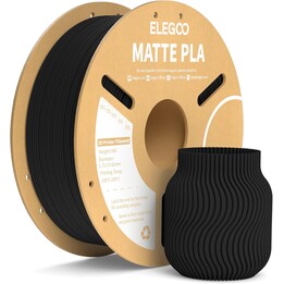 ELEGOO PLA MATTE Negro Mate para Impresoras 3D FDM - Filamento 1.75mm Bobina de 1kg