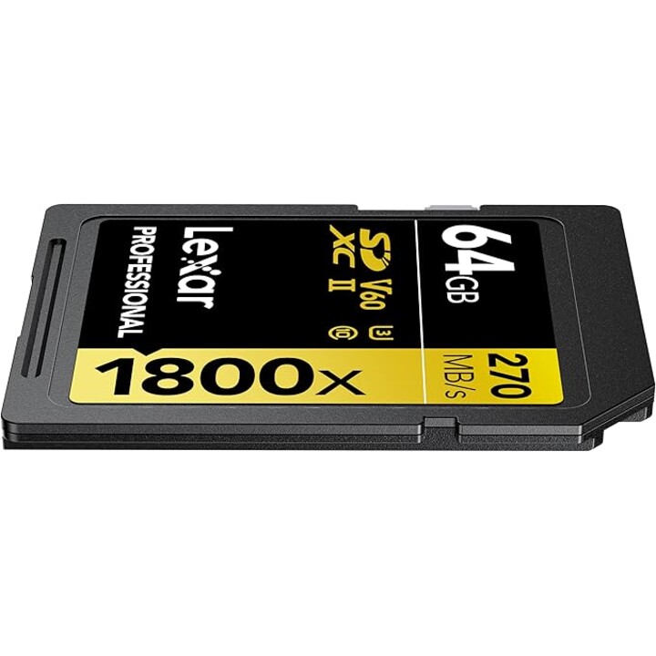 Lexar 64gb Professional 1800x Sdxc Uhs-ii Cards, Up To 280mb/s Read 210mb/s Write C10 V60 U3