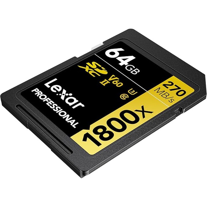 Lexar 64gb Professional 1800x Sdxc Uhs-ii Cards, Up To 280mb/s Read 210mb/s Write C10 V60 U3