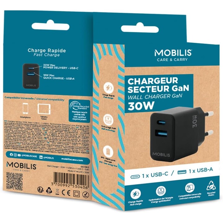 Caricatore da muro Mobilis Nero 30 W