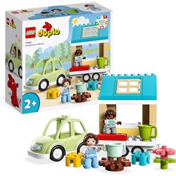 Casa da família LEGO DUPLO sobre rodas com carrinho de brinquedo para crianças a partir de 2 anos, brinquedos de aprendizagem pr