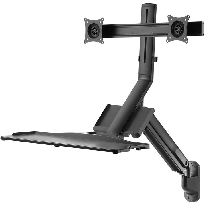 Maclean – support mural pour double moniteur et clavier, ressort à gaz avec support d'ordinateur, pour moniteurs de 17 à 27 pouc