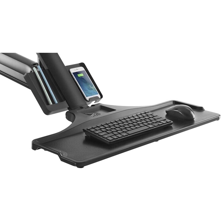 Maclean – support mural pour double moniteur et clavier, ressort à gaz avec support d'ordinateur, pour moniteurs de 17 à 27 pouc