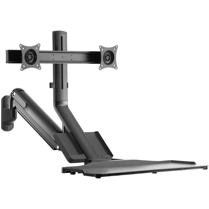 Maclean – support mural pour double moniteur et clavier, ressort à gaz avec support d'ordinateur, pour moniteurs de 17 à 27 pouc