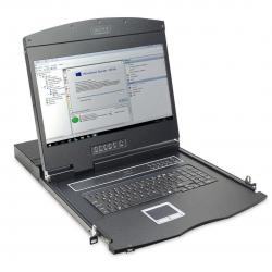 DIGITUS Modulare Konsole 19"TFT,16-Port KVM&Touchpad,US-Amer