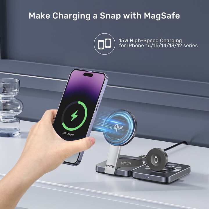 UNITEK P1300AGY01 récepteur de chargement sans fil de dispositifs mobiles Écouteurs, Mobile/smartphone, Smartwatch USB Type-C