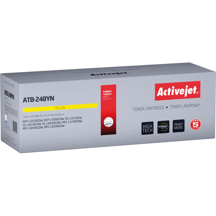 Toner Activejet ATB-248YN per stampanti Brother; Pezzo di ricambio Brother TN248Y; Supremo; 1000 pagine; giallo)