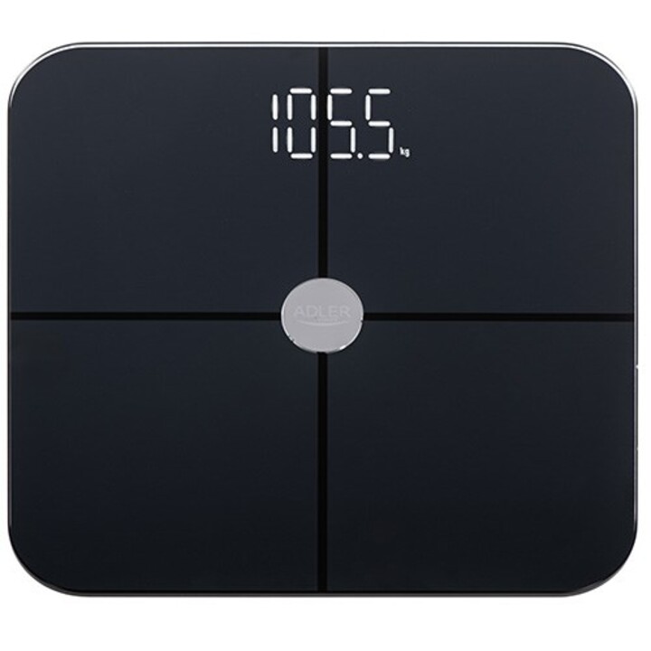 Adler Smart Personenwaage | 8187 n. Chr. | Maximales Gewicht (Tragfähigkeit) 180 kg | Genauigkeit 100 g | Messung des Body-Mass-
