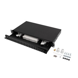 LANBERG 24XSC DUPLEX / 24XLC QUAD RACK 19" 1U FIBER OPTIC DISTRIBUTION FRAME BLACK + ACCESSORIES