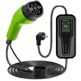 Qoltec 52465 Chargeur Mobile pour Véhicules Électriques 2 en 1 Type 2 avec Régulation | 