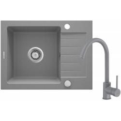 Granite sink with 1-bowl faucet with drainer