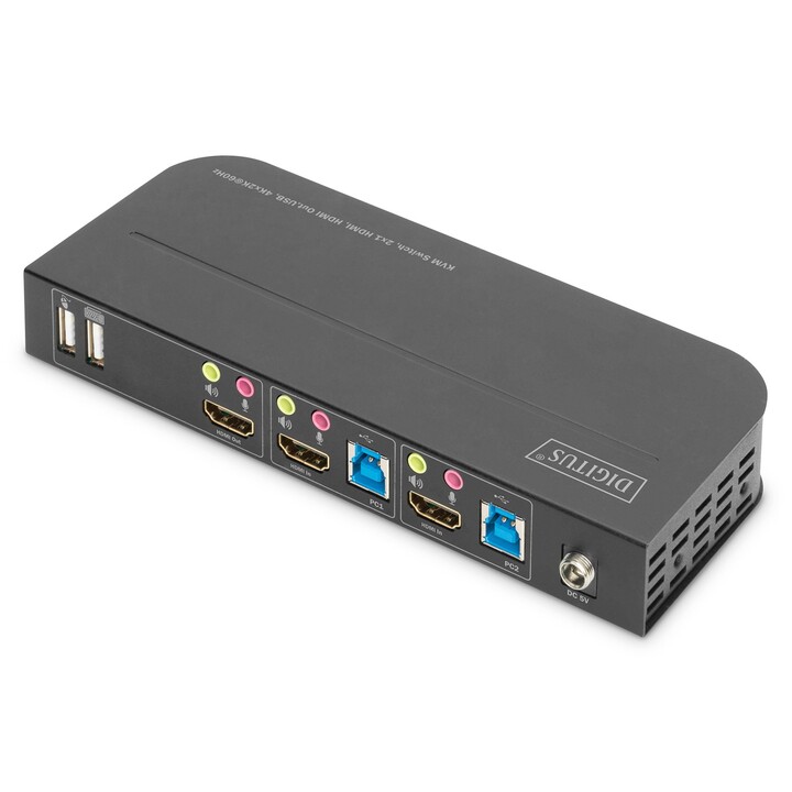 Switch KVM Digitus, 2x1 HDMI, saída HDMI, USB, 4Kx2K com 60 Hz