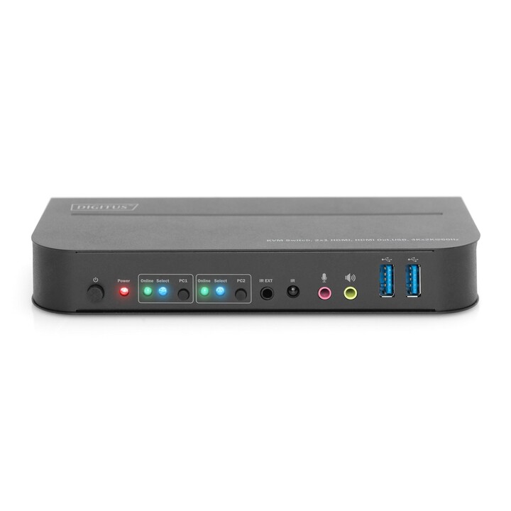 Switch KVM Digitus, 2x1 HDMI, saída HDMI, USB, 4Kx2K com 60 Hz