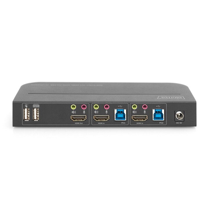 Switch KVM Digitus, 2x1 HDMI, saída HDMI, USB, 4Kx2K com 60 Hz