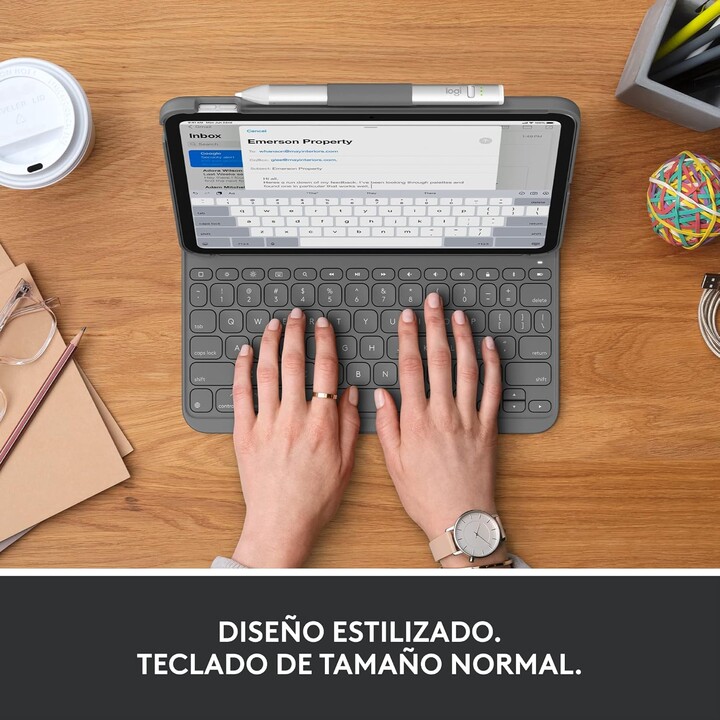 Custodia per tablet + tastiera logitech slim folio oxford grigio ipad (10a generazione)