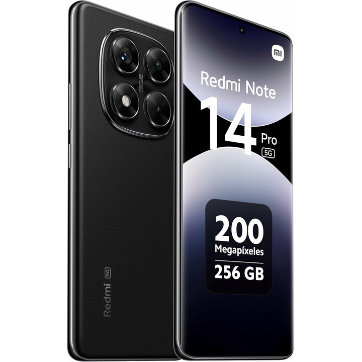Xiaomi Redmi Note 14 Pro 5G, 8+256GB, Cámara AI de 200MP, Batería de 5110mAh, Funciones AI, Negro