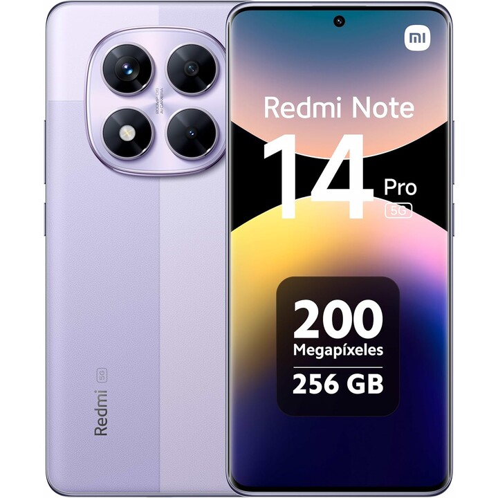 Xiaomi Redmi Note 14 Pro 5G, 8 + 256 GB, câmera AI de 200 MP, bateria de 5110 mAh, recursos AI, roxo