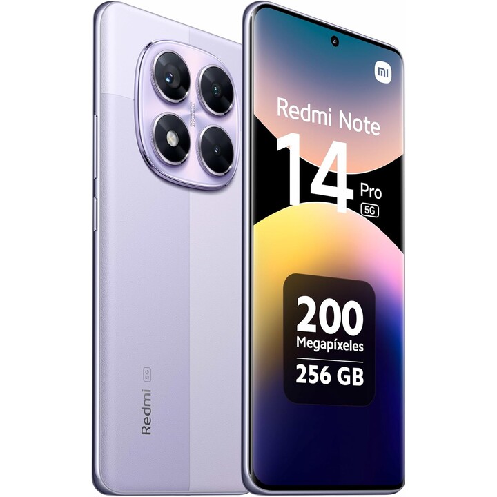 Xiaomi Redmi Note 14 Pro 5G, 8 + 256 GB, câmera AI de 200 MP, bateria de 5110 mAh, recursos AI, roxo