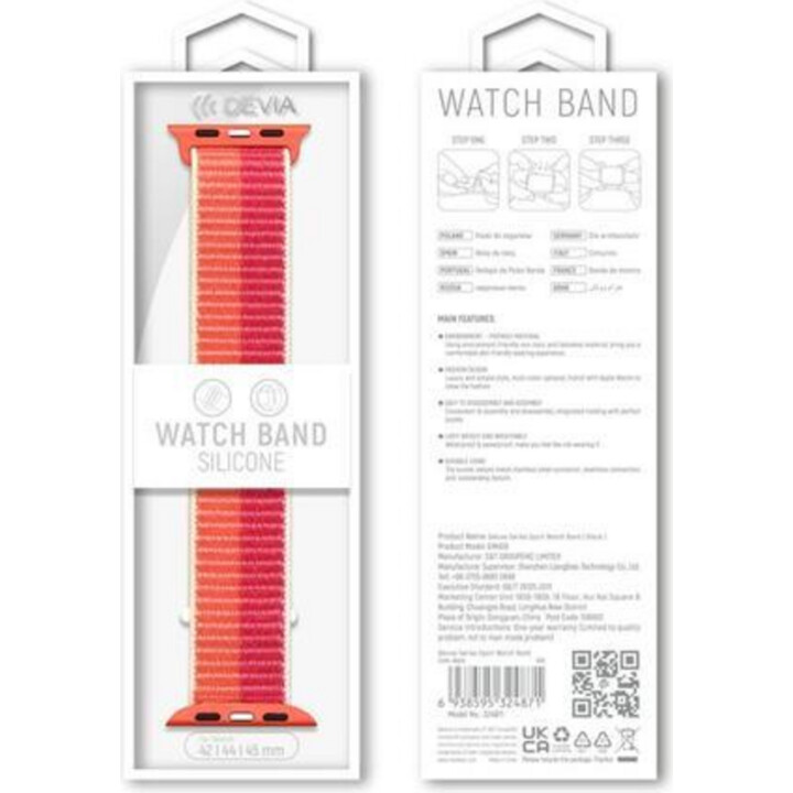 Pulseira Devia para apple watch 42/44/45/49mm loop duo peônia rosa/vermelho