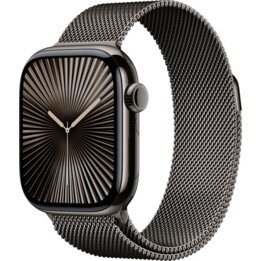 Apple Watch Series 10 GPS Cellular 46 mm, boîtier en titane avec bracelet milanais Loop Slate M/L