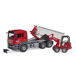 MAN TGS con roll container e miniescavatore Schaffer BRUDER