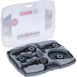 Set di lame per sega Starlock Bosch da 5 pezzi per l'utilizzo di multiutensili in legno e metallo, argento
