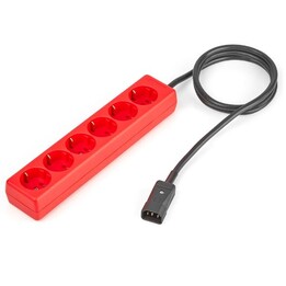 Red output cable IEC C14 / 6 SCHUKO sockets 2m 10A