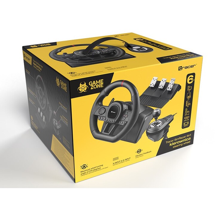 Controlador de jogo Tracer TRAJOY47345 Preto Volante + pedais PlayStation 4, PlayStation 3, Xbox One, Xbox 360, Switch, PC