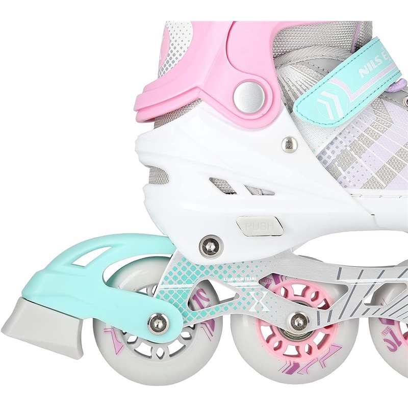 NH18192 4en1 ROSE TAILLE M. M(34-38) PATINS EN LIGNE AVEC DIM. 