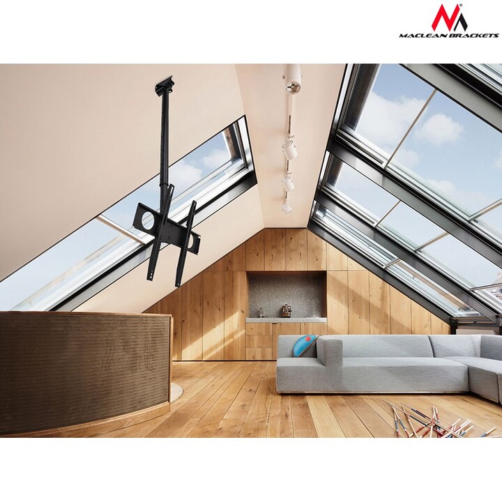 Maclean MC-631 - Supporto da soffitto per schermo TV LCD LED 32-55", 50kg, VESA orientabile 90°