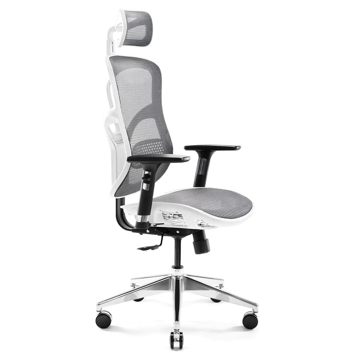 Chaise de jeu DIABLO V-BASIC, fauteuil blanc et gris