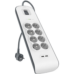 Steckdosenleiste mit 8 Steckdosen und 2 USB (2 4 A)
