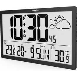 GreenBlue GB218 Wanduhr Wetterstation LCD schwarz