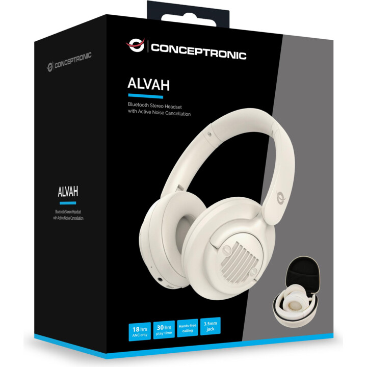 Casque + micro conceptronic alvah02c prise bluetooth anc blanc