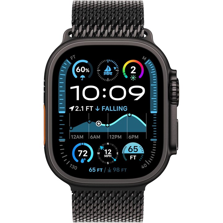 Milanaise-Loop-Armband aus schwarzem Titan (49 mm) – Größe L