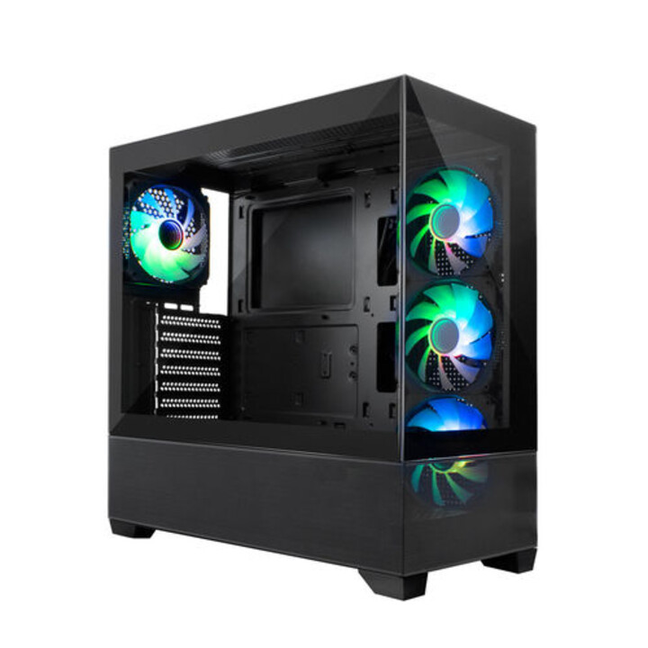 custodia coolbox ga250 vision mid-tower/atx con sorgente usb 3.0 nera a-rgb con finestra
