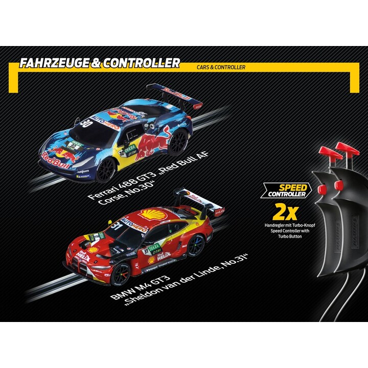 Carrera GO!!! DTM High Speed Showdown circuit de course noir, bleu et rouge