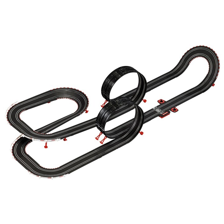 Carrera GO!!! DTM High Speed Showdown pista de corrida preta, azul e vermelha