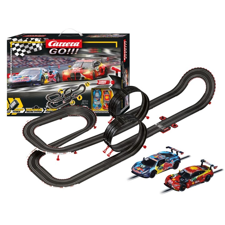 Carrera GO!!! DTM High Speed Showdown circuit de course noir, bleu et rouge